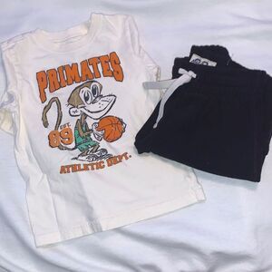 The Children’s Place Boys Black Fleece Pants Off White Long Sleeve T shirt 4